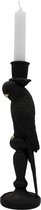 Housevitamin dierenbeeld zwart - kandelaar / kaarsenhouder - 'papagaai' 26cm hoog