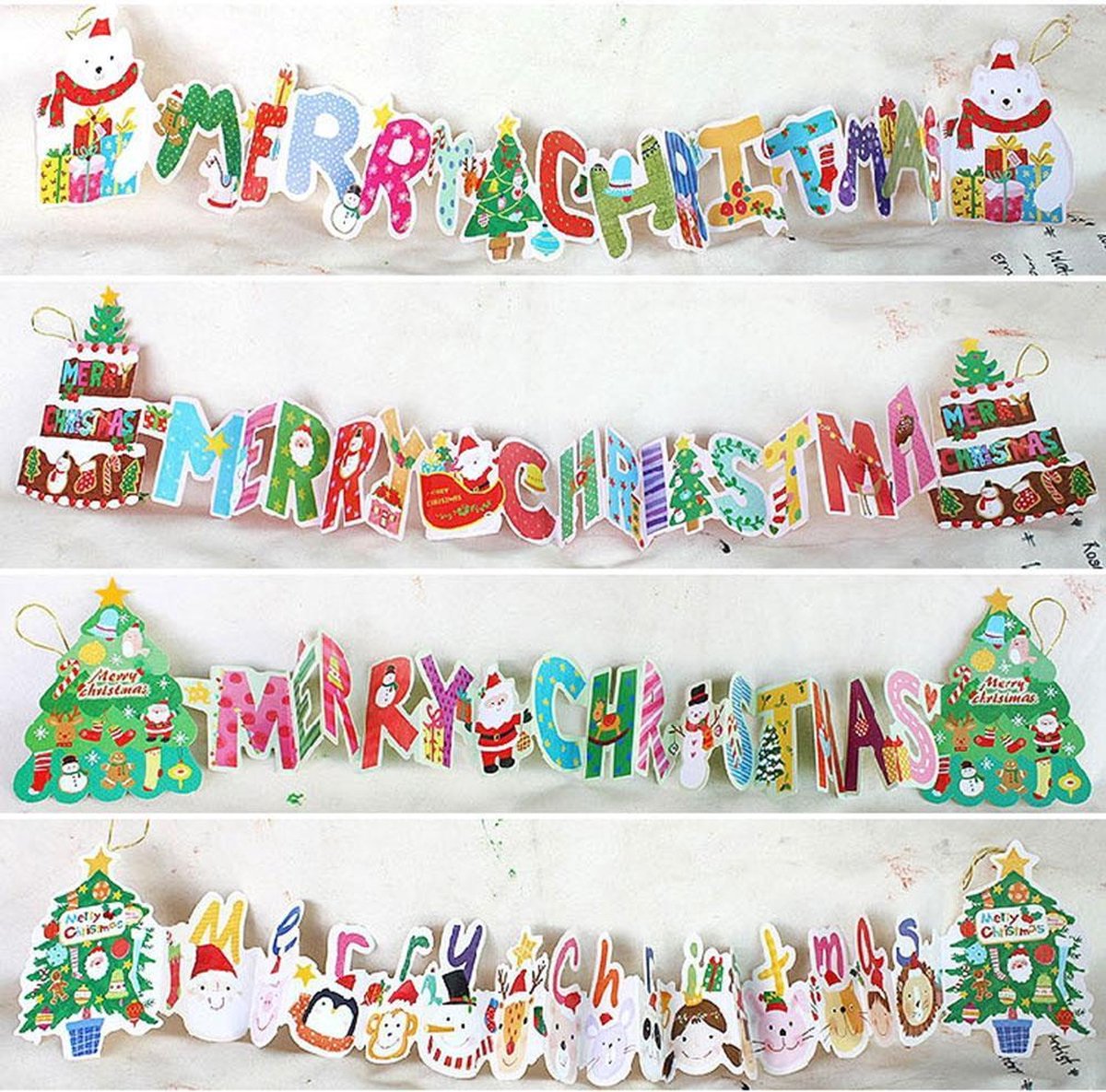 Kerstkaarten slinger set (4 stuks)