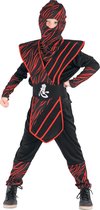 LUCIDA - Rood gestreept ninja kostuum voor jongens - M 122/128 (7-9 jaar)