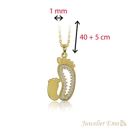 Juwelier Emo – 14 Karaat Gouden Ketting Dames met Moeder & Baby voetjes -  45 CM | bol.com