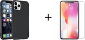 Apple iPhone 11 pro hoesje - Tpu zwart hoesje+ 1 x Tempered Glass Screenprotector