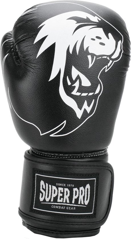 Gants de boxe Super Pro Combat Gear Talent (kick) Noir / Blanc 8oz