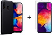 Samsung A20e hoesje zwart - Samsung Galaxy a20e hoesje zwart siliconen case hoes cover - 1x Samsung A20e Screenprotector