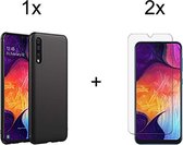 Samsung A70/A70s hoesje zwart siliconen case cover - Samsung Galaxy A70/A70S Hoesje - 2x Samsung A70/A70s Screenprotector