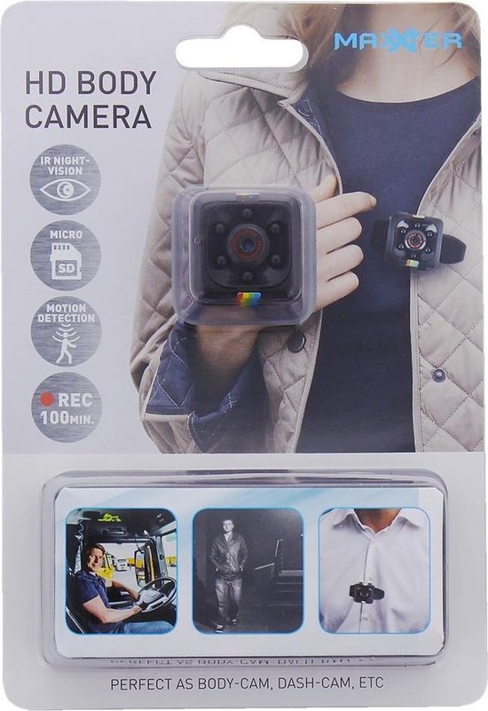 afvoer schokkend wond Bodycam HD | Spycam - Dashcam | mini camera | 1080P | Zwart Met Clip |  bol.com