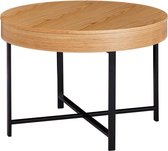 design salontafel rond Ã˜ 69 cm met eiken look tafel met opbergruimte Lounge woonkamer tafel met metalen poten MDF bijzettafel