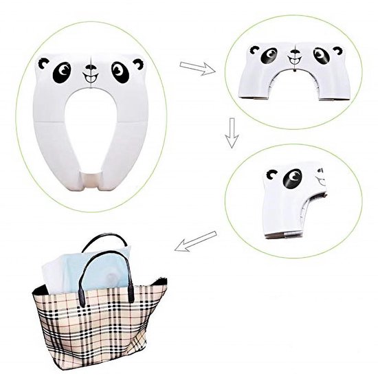 Panda Toiletbril - Opvouwbaar in opberg tasje - voor Kinderen - WC Bril Verkleinen - Zindelijkheidstraining - Wit van Merkloos — afbeelding 2