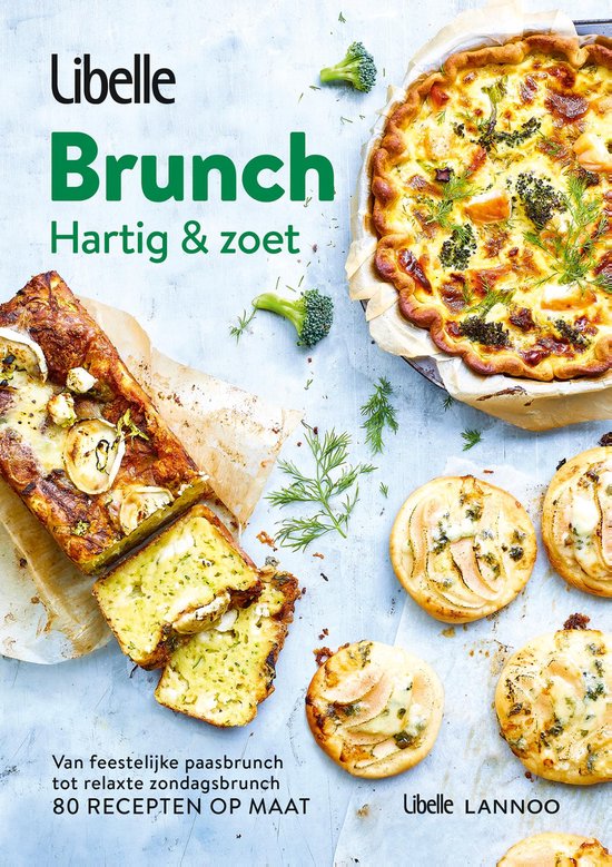 Libelle Brunch: Hartig & Zoet. Een quiche, een hartige cake en kleine taartjes met zalm en kruiden.