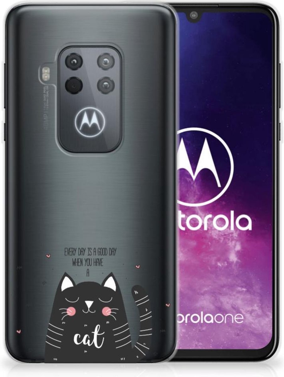 Motorola One Zoom Telefoonhoesje met Naam Cat Good Day