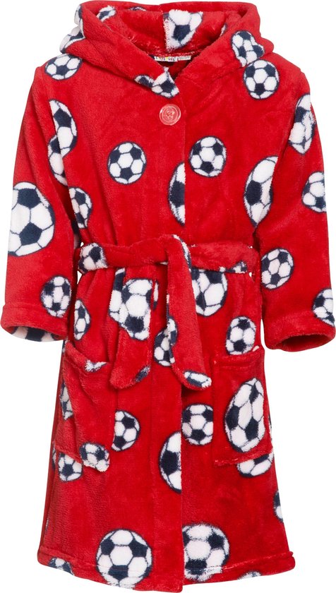 Kinderbadjassen met print-Voetbal rood-110/116