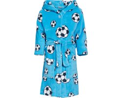 Playshoes - Fleece badjas voor kinderen - Voetbal - Blauw - maat 146-152cm