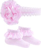 Geschenkset Sokjes + Haarband | ROZE | 3 mnd