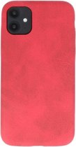 Leder Design Back Cover voor iPhone 11 Rood