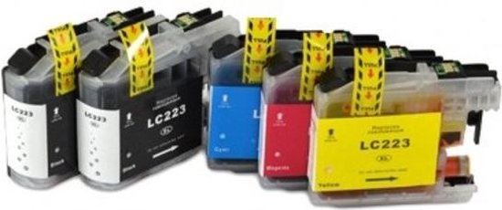 Foto: Print equipment inkt cartridges alternatief spaarset lc 223 inkt cartridges 2x zwart 1x blauw geel rood brother dcp j4120dw j562dw j4420dw j4620