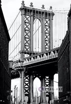 Schilderij - Manhattan Bridge II, Zwart wit , 3 maten ,Wanddecoratie