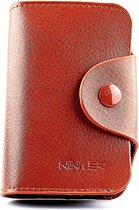 Ninzer Unisex Creditcardhouder - Luxe kaarthouder - Echt leer - 15 pasjes - Bruin