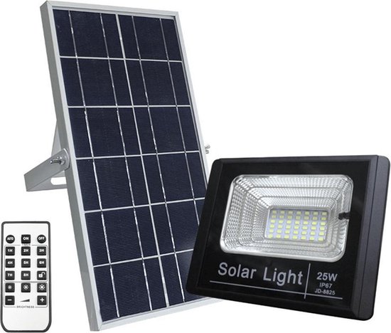 Solarlamp buiten floodlight 'Capital I' - Tuinverlichting met los zonnepaneel - Schijnwerper op zonne-energie