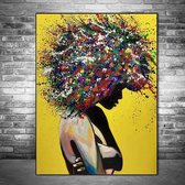 Canvas Schilderij * Graffiti Meisje Grafitti Vrouw * - Kunst aan je Muur - Modern-Grafitti - Kleur - 60 x 90 cm