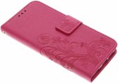 Klavertje Bloemen Booktype Samsung Galaxy S6 Edge hoesje - Roze