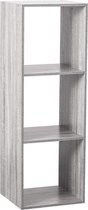 HOUTEN 3-VAKS KAST - GRIJS - 34,4X32X100,5 CM