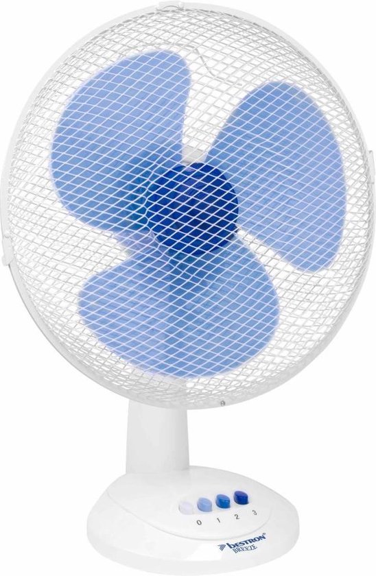 Bestron Tafelventilator Ø 35cm, Ventilator met 3 snelheidsstanden & 75° graden draaifunctie, 40Watt, DDF35W, kleur: wit