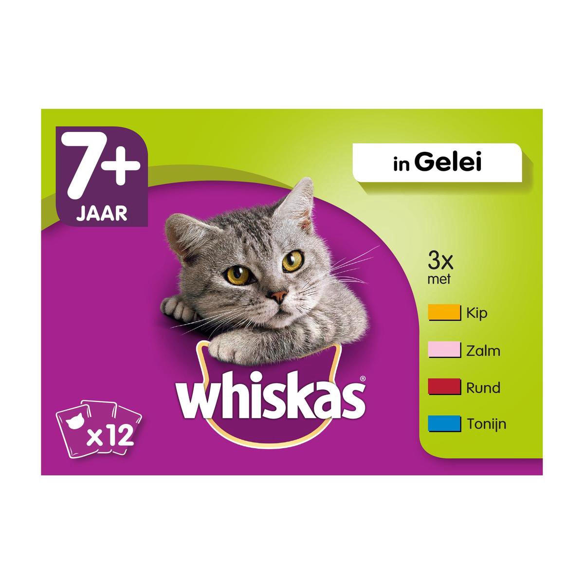 Whiskas 7+ Senior Katten Natvoer Mix in Gelei 48 x 100 gr