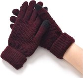 Touchscreen Handschoenen - Fluweel Bordeaux Rood - One Size - Stretch - Mobiel - Heerlijk warm - De winter Favoriet!!