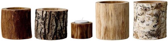 Bloomingville set van 5 kaarshouders hout