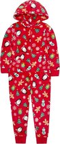 Onezee - Kerst Onesie - Fleece - Rood - 7/8 jaar