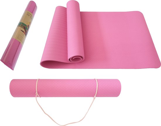 Tapis de fitness - Tapis de yoga - TPE - Eco Friendly - Antidérapant - 183 x 61 x 0,6 cm - Rose