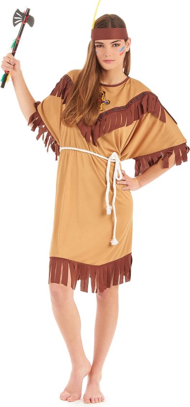 Vegaoo - Bruin met beige indianen kostuum voor vrouwen