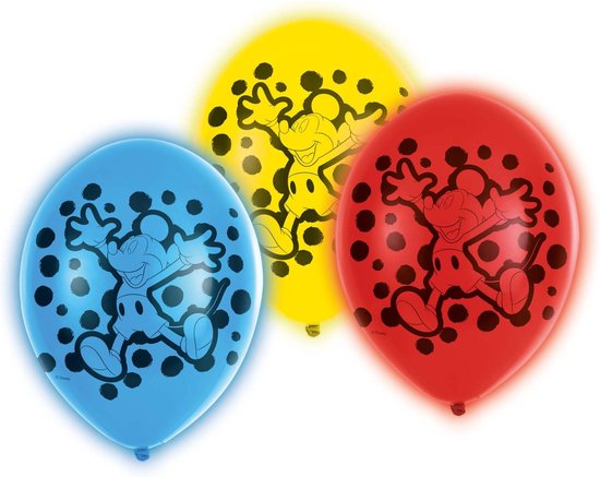 5 latex LED Mickey Mouse™ ballonnen - Feestdecoratievoorwerp