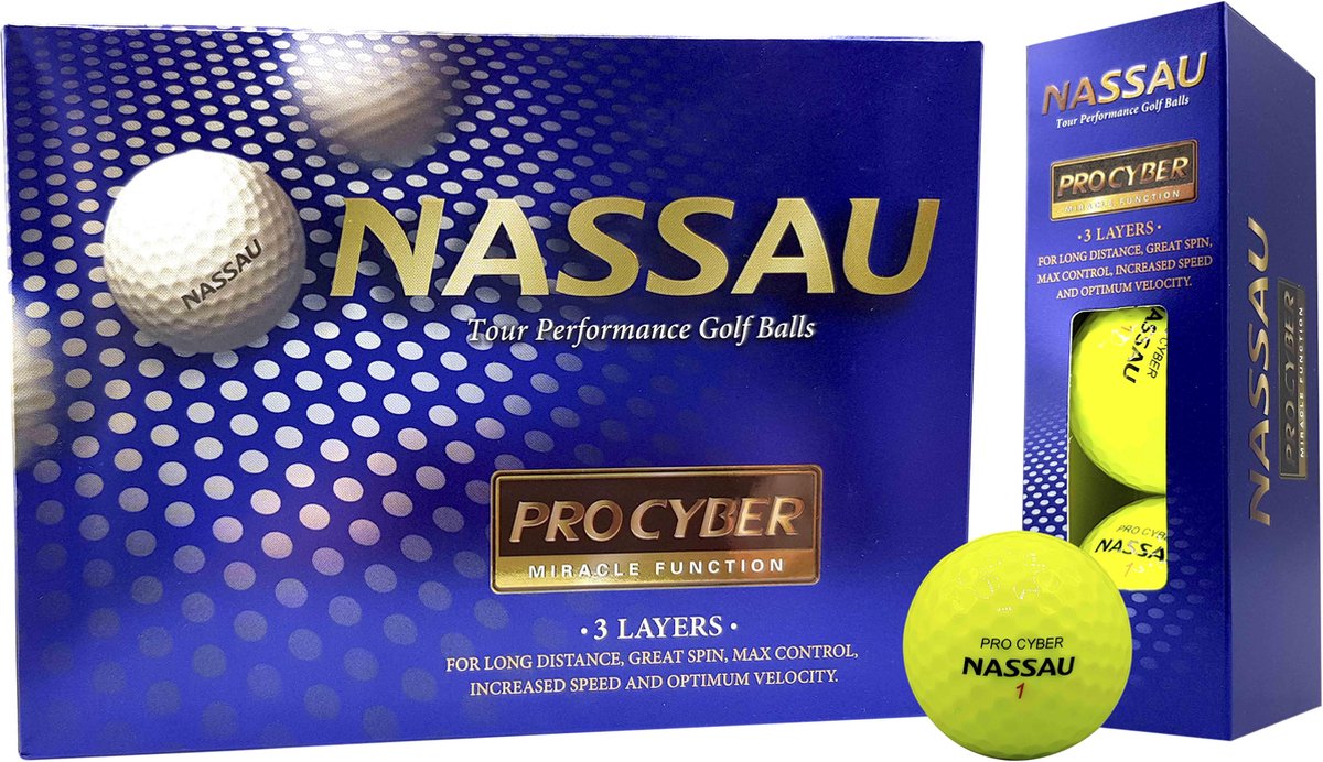 Nassau Pro Cyber - Golfballen - 12 stuks - Lemon