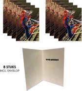 Luxe Spiderman uitnodigingen met envelop | 8 kaarten verjaardag