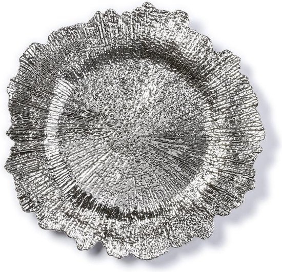 Kaarsenbord-plateau - rond - zilver - asymmetrisch - 33 x 33 cm - Kaarsenonderzetter