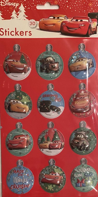 Cars 3D kerst stickers