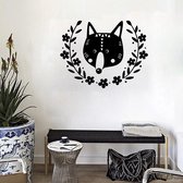 3D Sticker Decoratie Nordic Style Berenkop Met Bloem Wodland Muurstickers Vinyl Muurtattoo voor kinderkamers Art Mural Home Decoration - 58x45cm