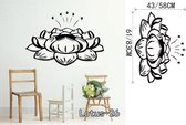 3D Sticker Decoratie Indische Namaste Woorden Religie Muurtattoo Vinyl Lotus Yoga Sticker Boeddha Ganesha Home Decor Slaapkamer Bloem Muurschildering - zwart / Small