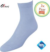 Sokken Dames | 3 Paar Damessokken blauw | Licht blauwe damessokken | Anti-bacterieel door Zwitserse Sanitized® | Maat 36-38
