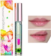 GLAMFOX Fleurissant Moonlight Flower Lipgloss - 24 Karaat Goud Korrels Lip Gloss met 100% Echte Bloem - Lip Pumper - Lipgloss Transparant - Korean Beauty Make Up