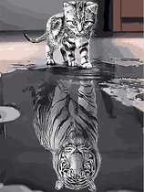 Diamond Painting Spiegelbeeld - 40 x 50 cm - Tijger