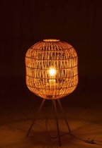 Bamboo light - Tafellamp - cilinder - bamboe - naturel - driepikkel - metaal