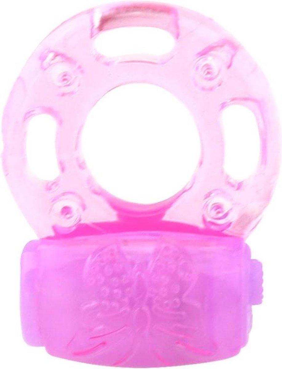 Vibrerende Cockring, voor de man, rekbaar - roze