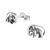 Joy|S - Zilveren olifant oorbellen 7 x 5 mm geoxideerd