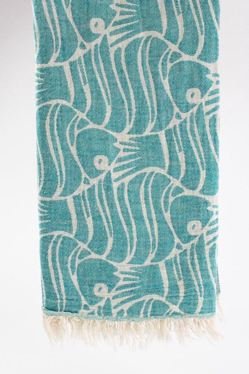 Kaunos – Turkse hamamdoek – 100x180 cm – katoen – licht & sneldrogend – turkoois