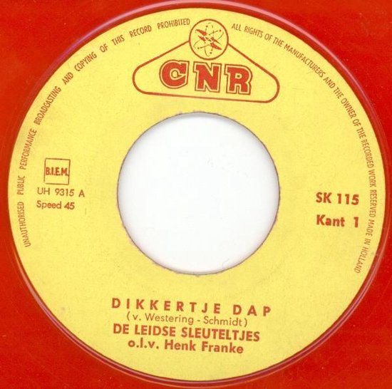De Leidse Sleuteltjes ‎ 1956 Dikkertje Dap Kinderliedjes Van Annie M.G. Schmidt,...