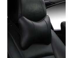 WiseGoods - Nekkussen Autostoel Universeel - Neksteun Auto - Autokussen - Hoofdsteun - Zacht en Comfortabel - Kunstleer - Zwart