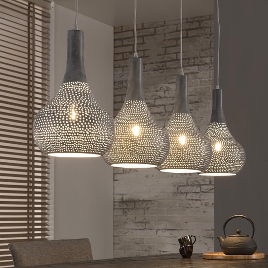 LifestyleFurn lampe suspendue « Judd » 4-ampoule, couleur grise | bol