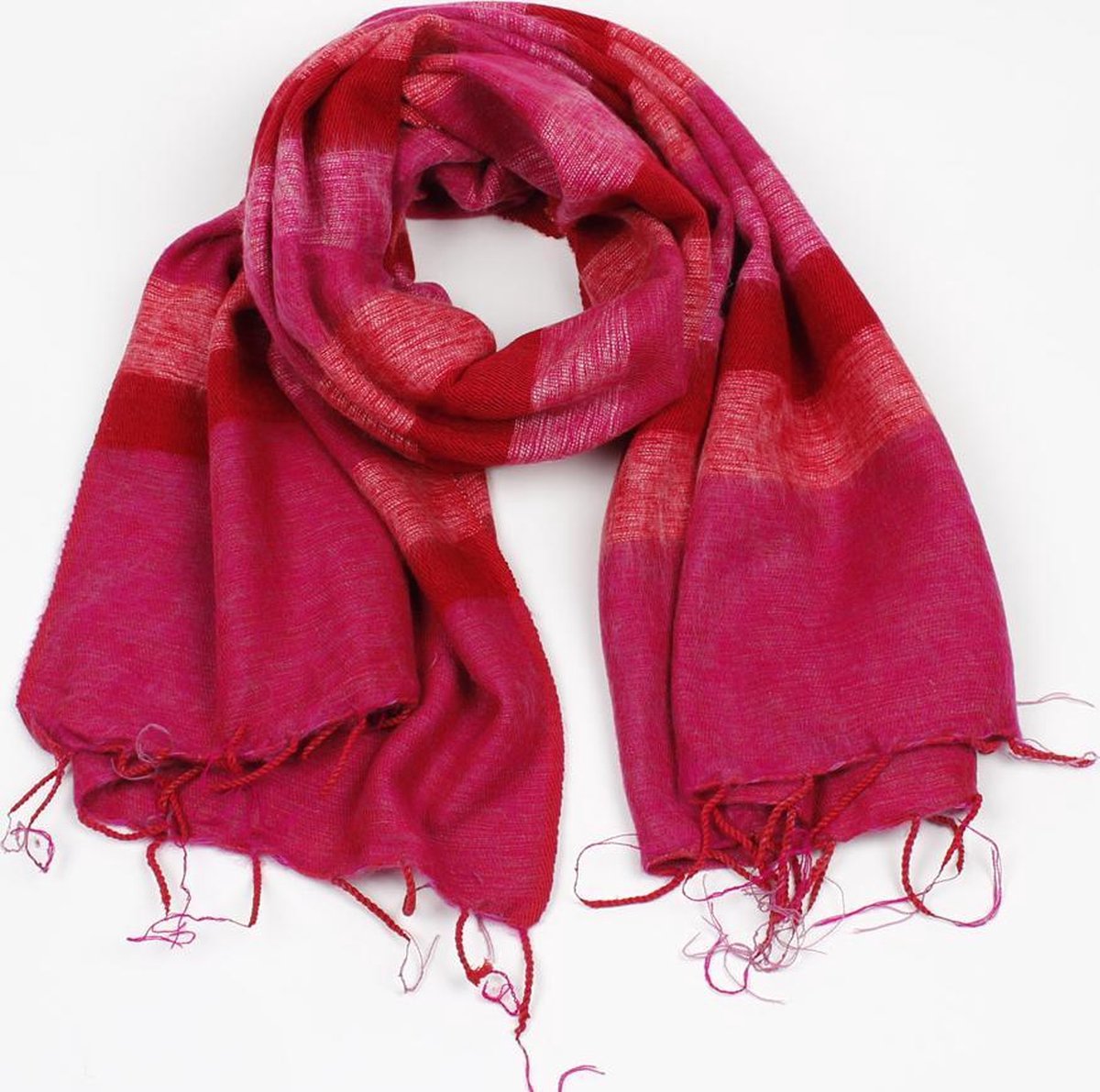 Fushia roze bruine sjaal gemaakt van dikke wol Accessoires Sjaals & omslagdoeken Sjaals Sjaals met muts 