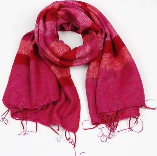 genie Umeki moreel Zachte dames sjaal - fuchsia - roze - rood gemêleerd omslagdoek 80x190cm |  bol.com